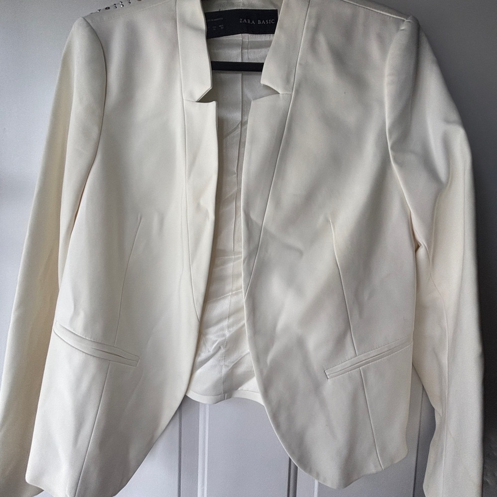 Zara Basic - Cream Women's Open-Front Blazer